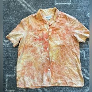 Evelyn and Arthur 100% Silk Button Up Tie Dye Blouse. Sz M
